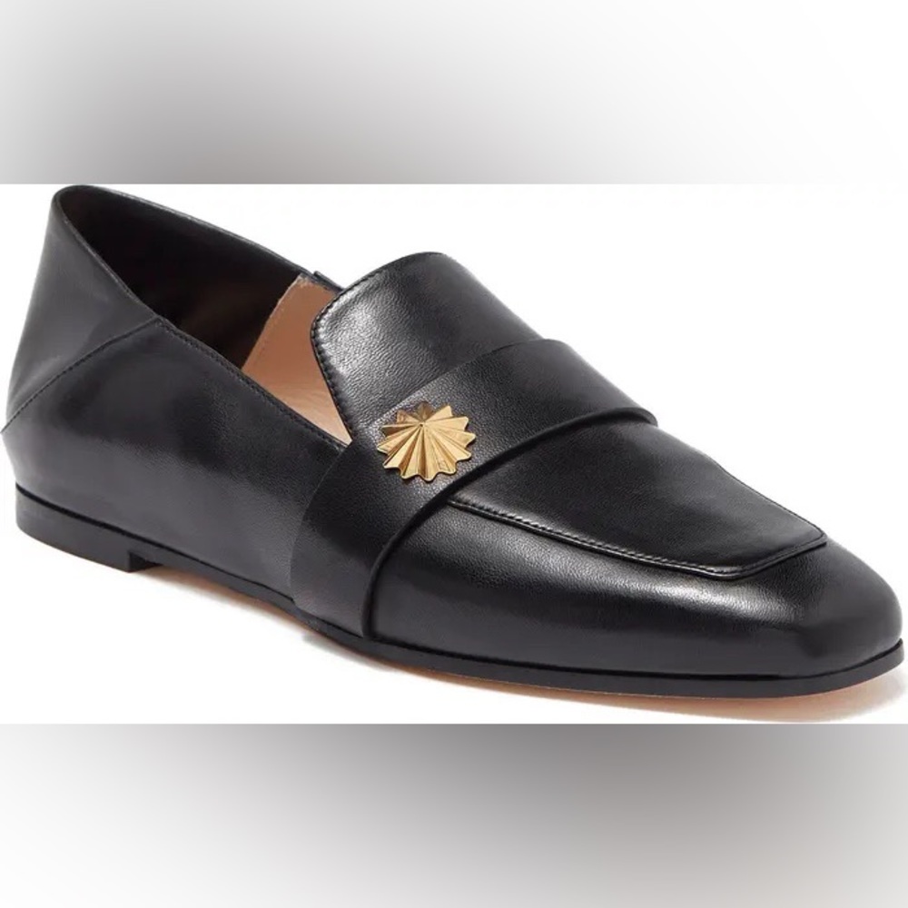 Stuart Weitzman Black Loafers with Gold Accent
